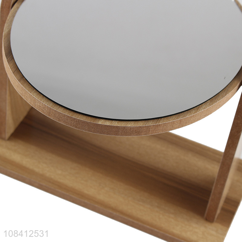 Good quality vanity standing 360 degree rotation wooden makeup mirror