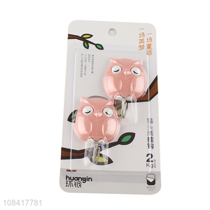 Factory wholesale pink cartoon owl hanging hooks sticky hooks