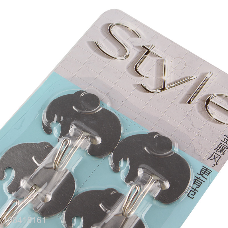 Yiwu direct sale silver stainless steel wall sticky hooks