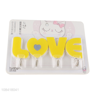 High quality acrylic hooks home wall sticky hooks set