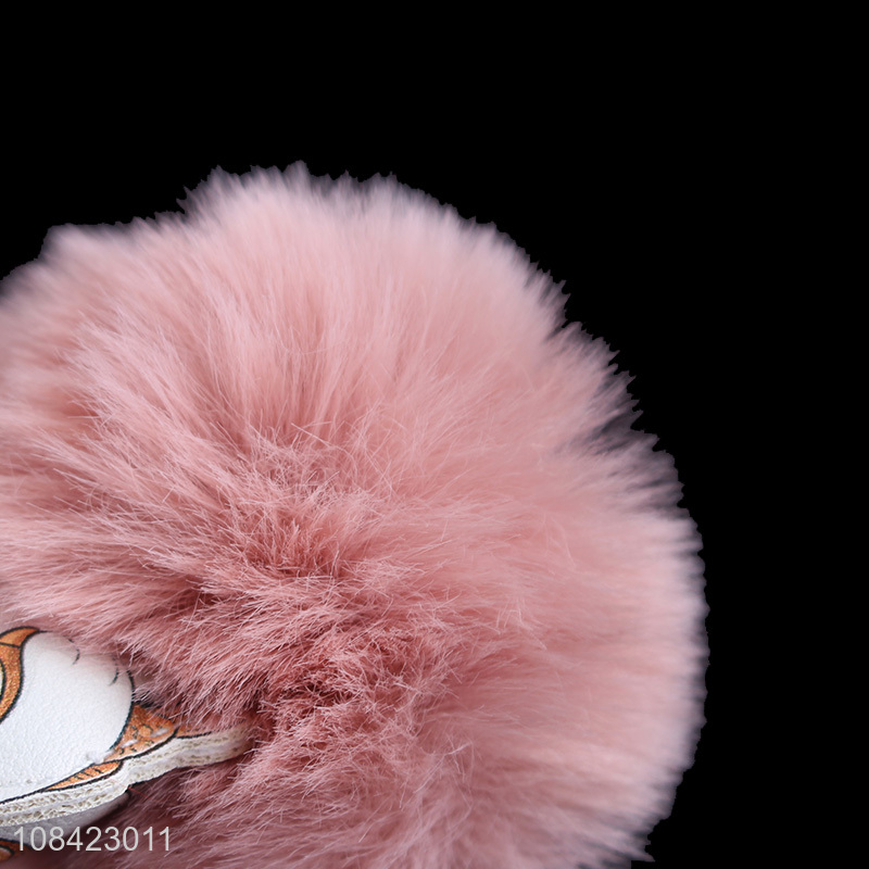 Latest design lovely fluffy fur pompom key chain handbag pendant