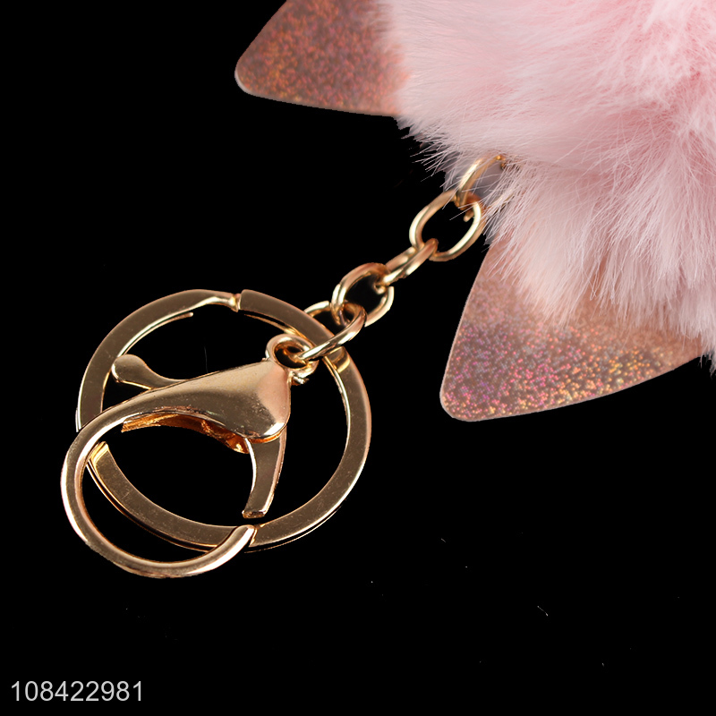 New arrival fur ball pompom key chain for women girls teens