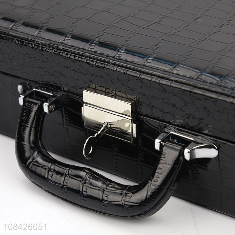 Wholesale price crocodile grain pu leather portable watch box