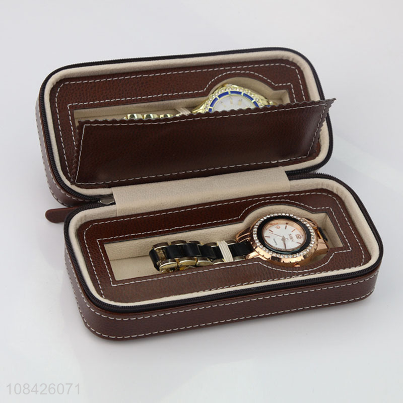 Wholesale creative pu leather watch box with zipper