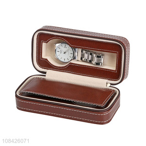 Wholesale creative pu leather watch box with zipper