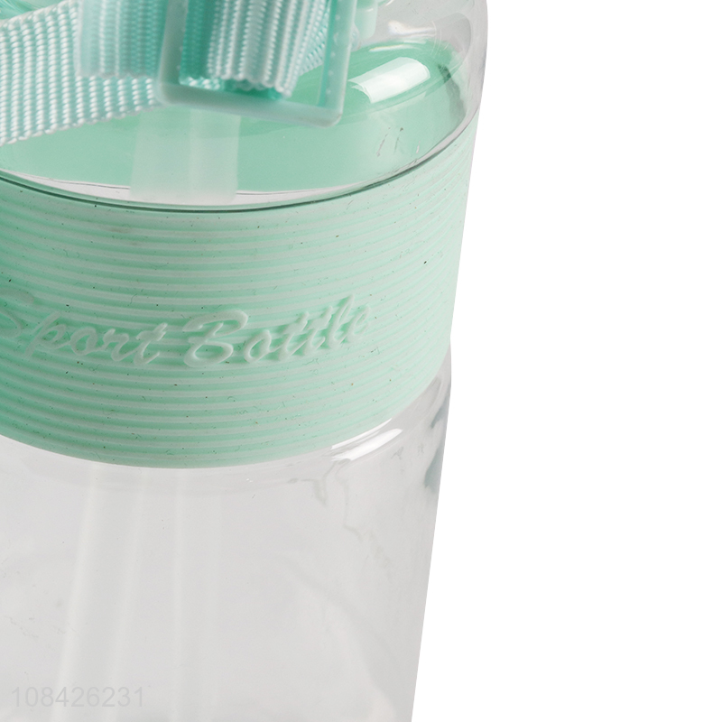 New products 700ml plastic water bottle with straw & shoulder strap