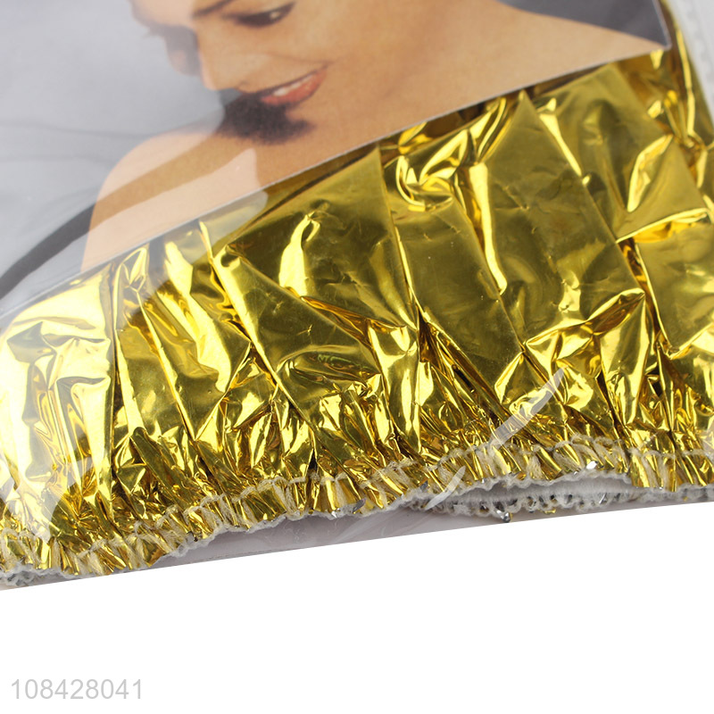 Yiwu wholesale golden tinfoil shower cap for bath