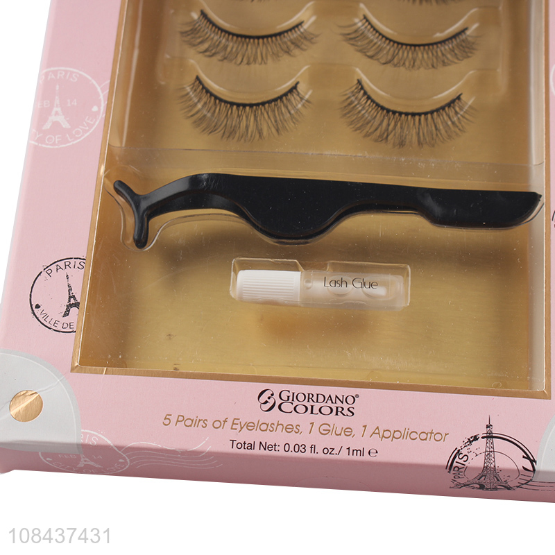 Low price 5 pair chemical fiber eyelashes ladies cosmetics