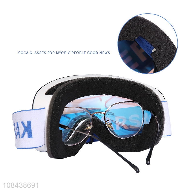 Hot selling double layered anti-fog magnetic uv protection ski goggles for adults