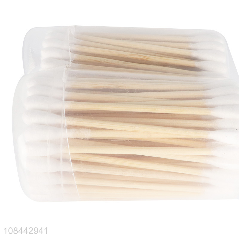 Factory wholesale 100pcs eco-friendly wooden stick cotton swabs for ears