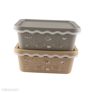 New design refrigerator storage box fruit vegetable drain basket with lid