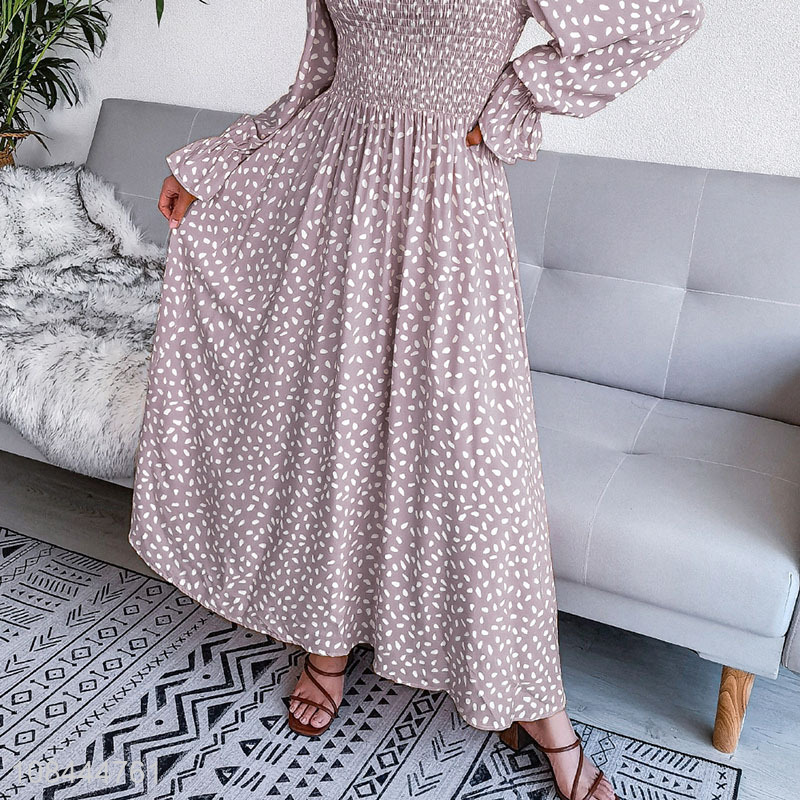 New arrival trendy women puff sleeve square neck chiffon dress for sale