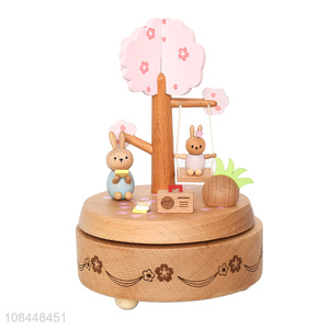 Wholesale lovely rabbit music box beech musical box Christmas birthday gifts