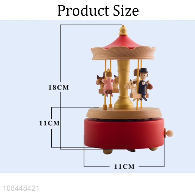 Wholesale custom wooden carousel music box merry-go-round music box kids gifts