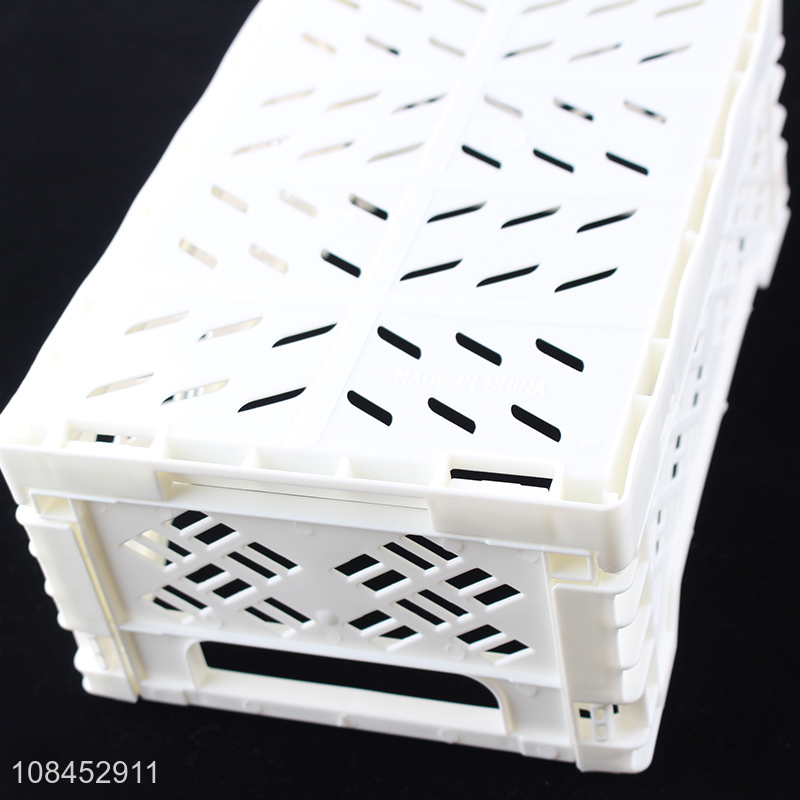 Best seller white simple hollow out folding storage basket