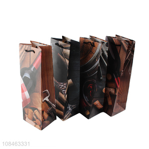 China wholesale gifts packaging wine bottle bag with <em>handles</em>