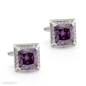 Wholesale price high-end purple crystal fashion cufflinks