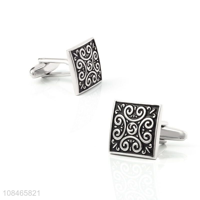 Wholesale price square retro pattern men classic cufflinks