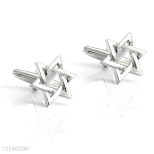 High quality silver hexagram metal cufflinks for sale