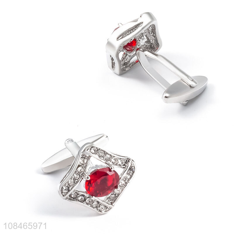 New style diamond red rhinestone metal cufflinks