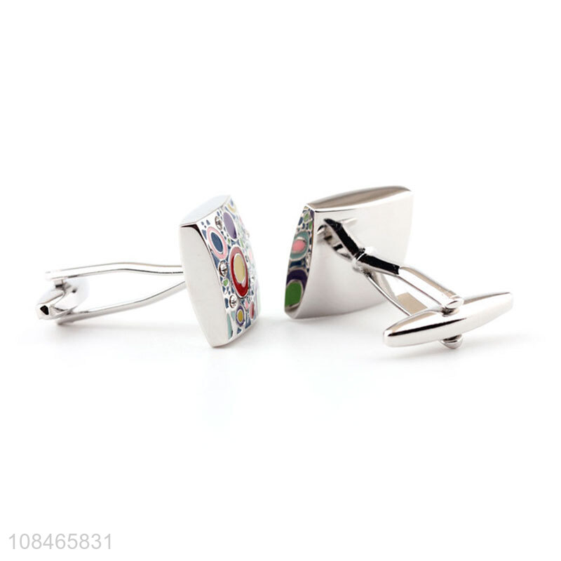 Factory price color stoving varnish diamante cufflinks