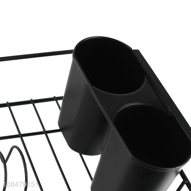 New products kitchen iron wire dish drying rack with cutlery holder