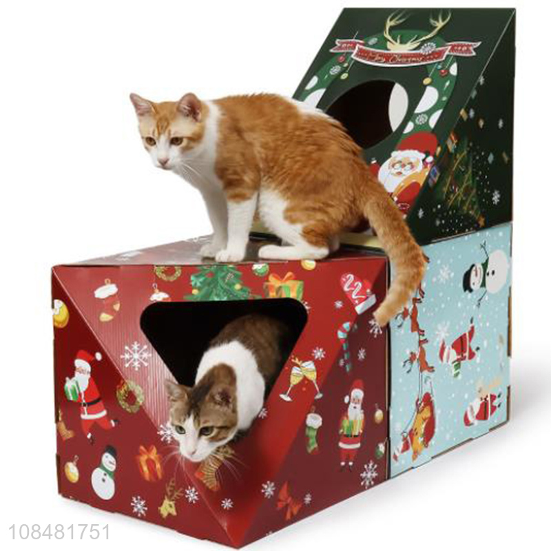 Hot products christmas style cat house cat toys cat scratching board