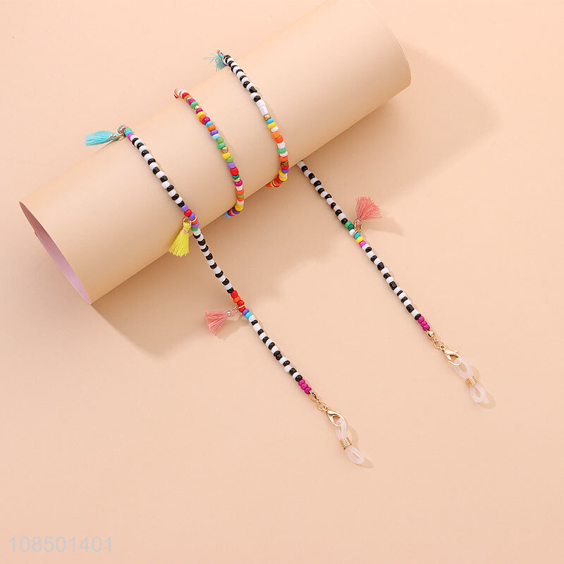 High quality ladies charm color tassel beaded glasses chain