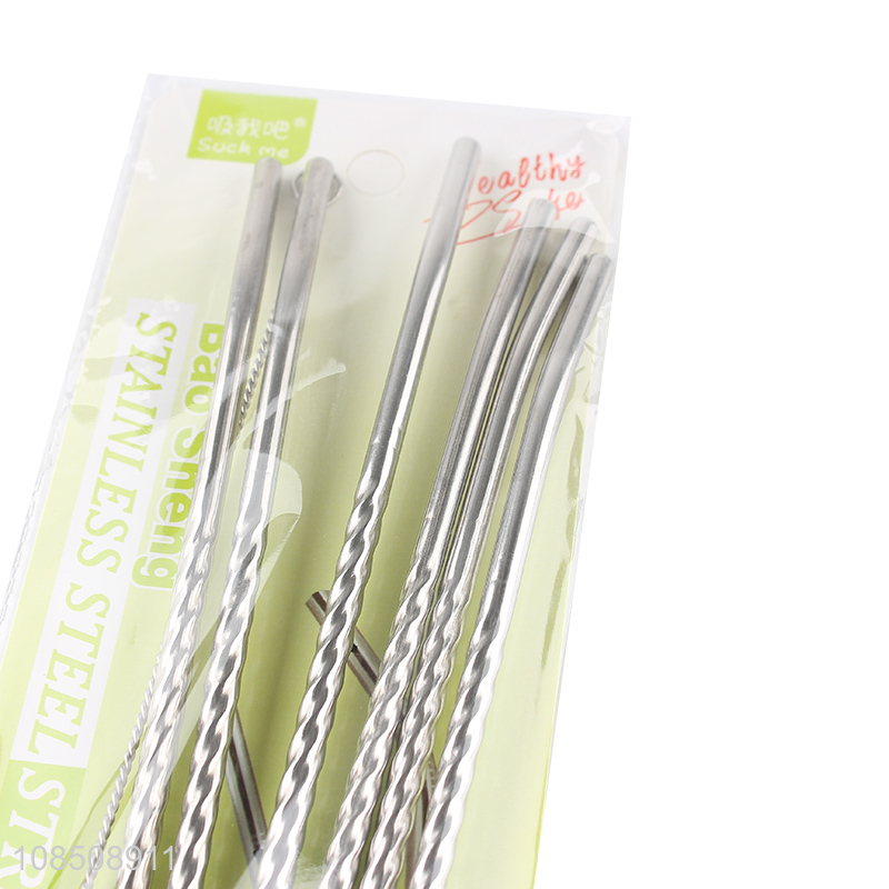 Online wholesale reusable stainless steel drinking straw with spoon