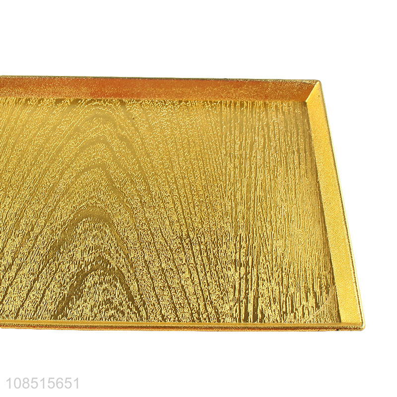 Factory supply rectangular gold serving platter serving tray