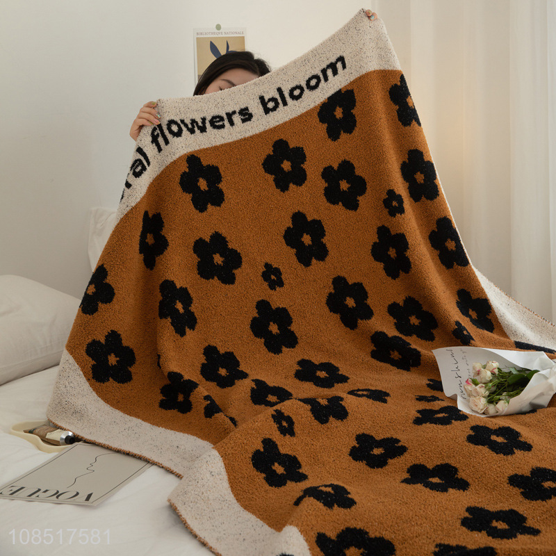 Hot sale flower throw blanket cozy blanket for bed sofa couch