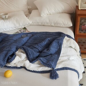 Good quality thick double-layer acrylic knit faux sherpa throw blanket