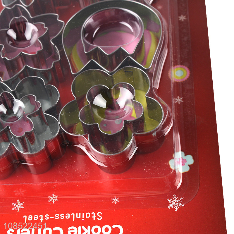 Hot selling 12pcs/set stainless steel flower shape cookies moulds