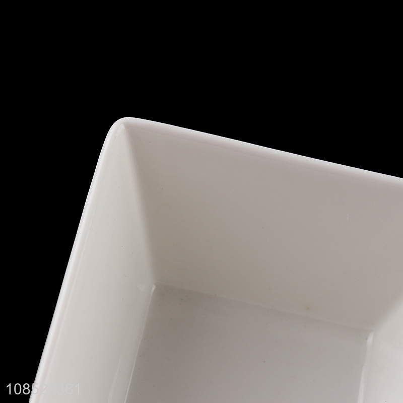 Factory price white square ceramic salad bowl for dinnerware