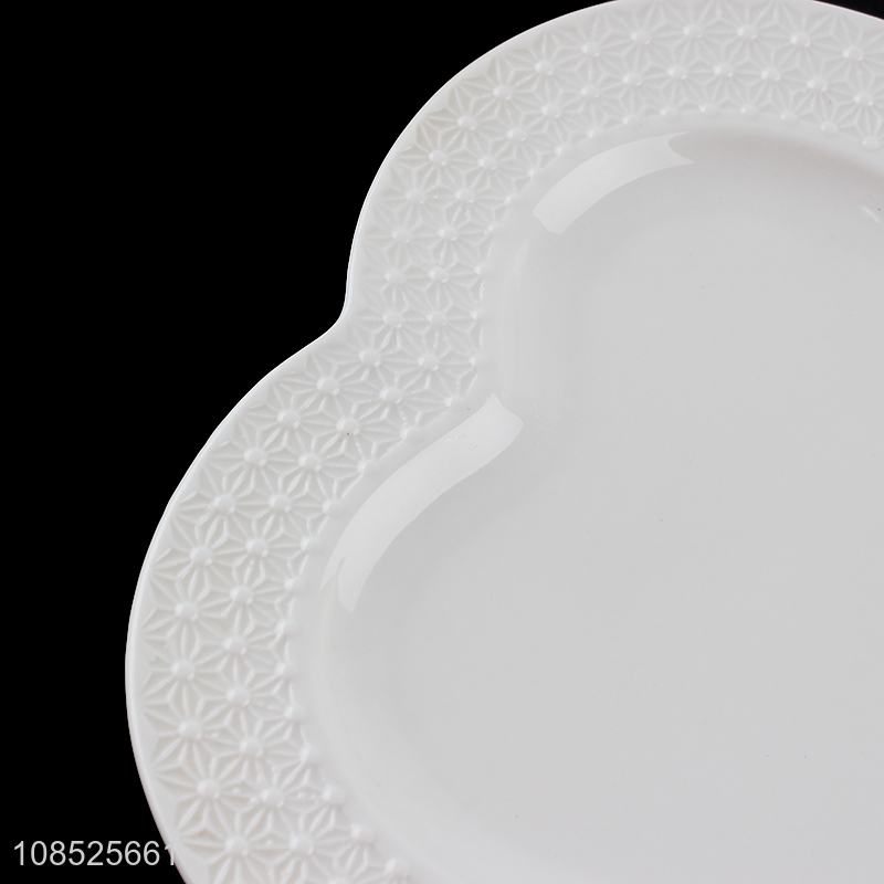 Yiwu wholesale heart shape ceramic white dinnerware plate