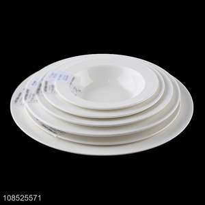 Factory price white ceramic tableware plate salad plate for sale