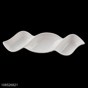 Good price 3-compartment ceramic dish for fruit snacks desserts