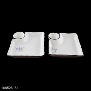 Good quality ceramic dumpling plate with vinegar sauce compartment