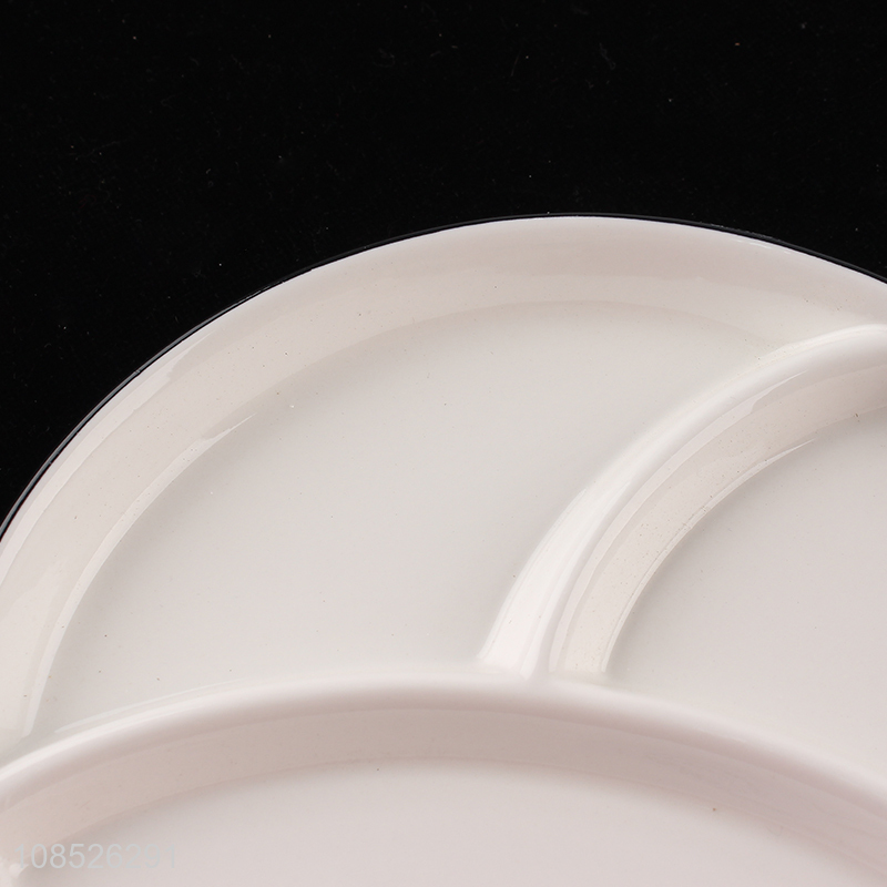 New products divided ceramic plate porcelain dish for snacks