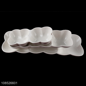 China imports 3-compartment ceramic pepper dish spice plate