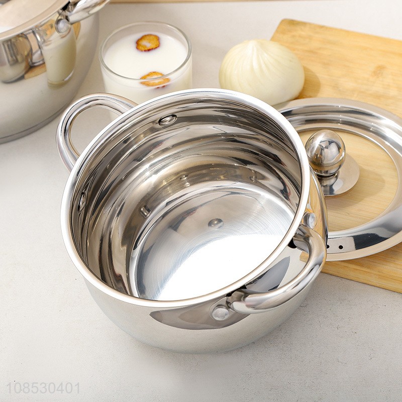 Best quality 3pcs thick stainless steel double ear soup pot saucepan set