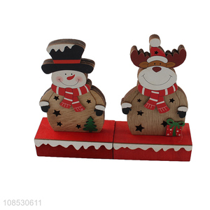 Latest design tabletop wooden crafts ornaments for christmas