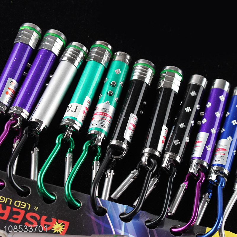 Wholesale mini led flashligth laser pointer cat toy uv detactor with keychain