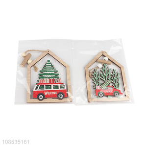 High quality laser cut wooden ornaments Xmas tree decoration