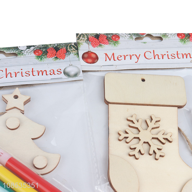 Wholesale unfinished DIY painting wooden Christmas tree decoration