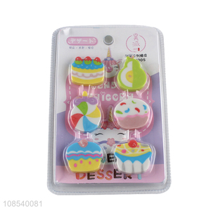 Top selling cartoon food series stationery eraser set