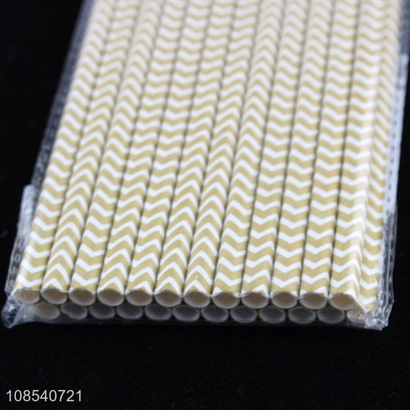 Yiwu market waved printed paper straws disposable food grade straws