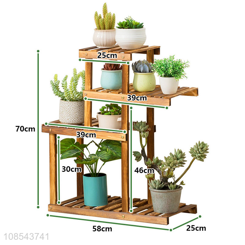 Wholesale multi tier solid wood plant stands indoor outdoor plant shelf