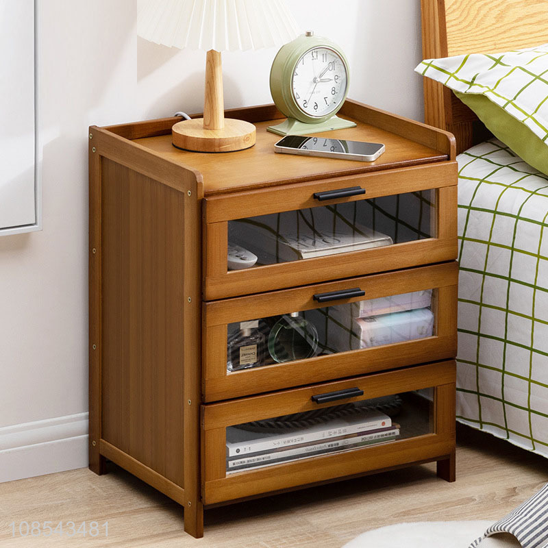 High quality eco-friendly bamboo nightstand beside table with drawers