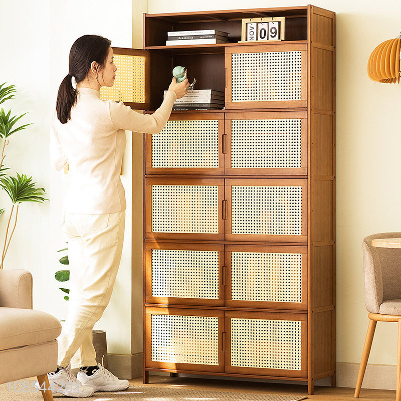 Top quality large capacity bamboo floor bookshelf bookcase